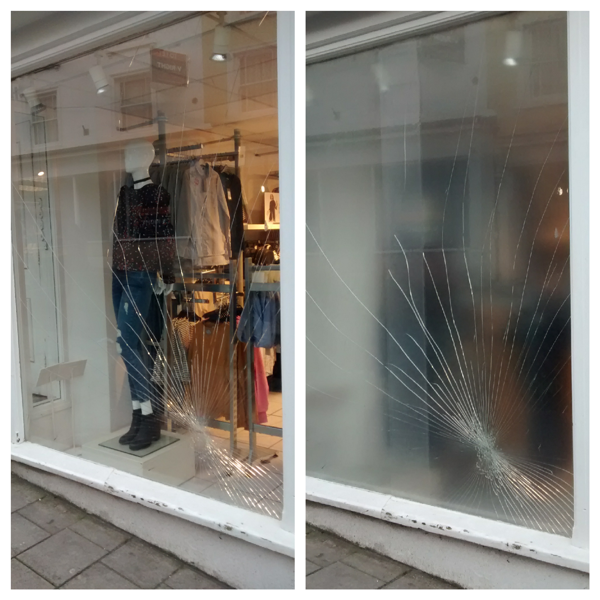 two_potos_showing_a_new_look_window_in_a_white_wooden_frame_before_and_after_security_film_applied